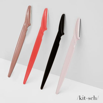 Kitsch Dermaplaning Tool - Face Razors for Women and Men, Eyebrow Trimmer & Face Shaver for Women, Facial Hair Removal for Women and Men, Dermaplane Razor for Women Face, 12 pc (Blush)-UPStoxs