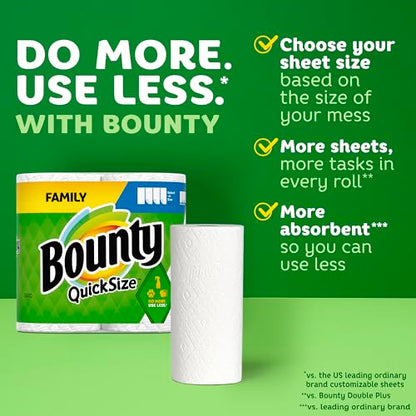 Bounty Paper Towels Quick Size, White, 16 Family Rolls = 40 Regular Rolls-UPStoxs