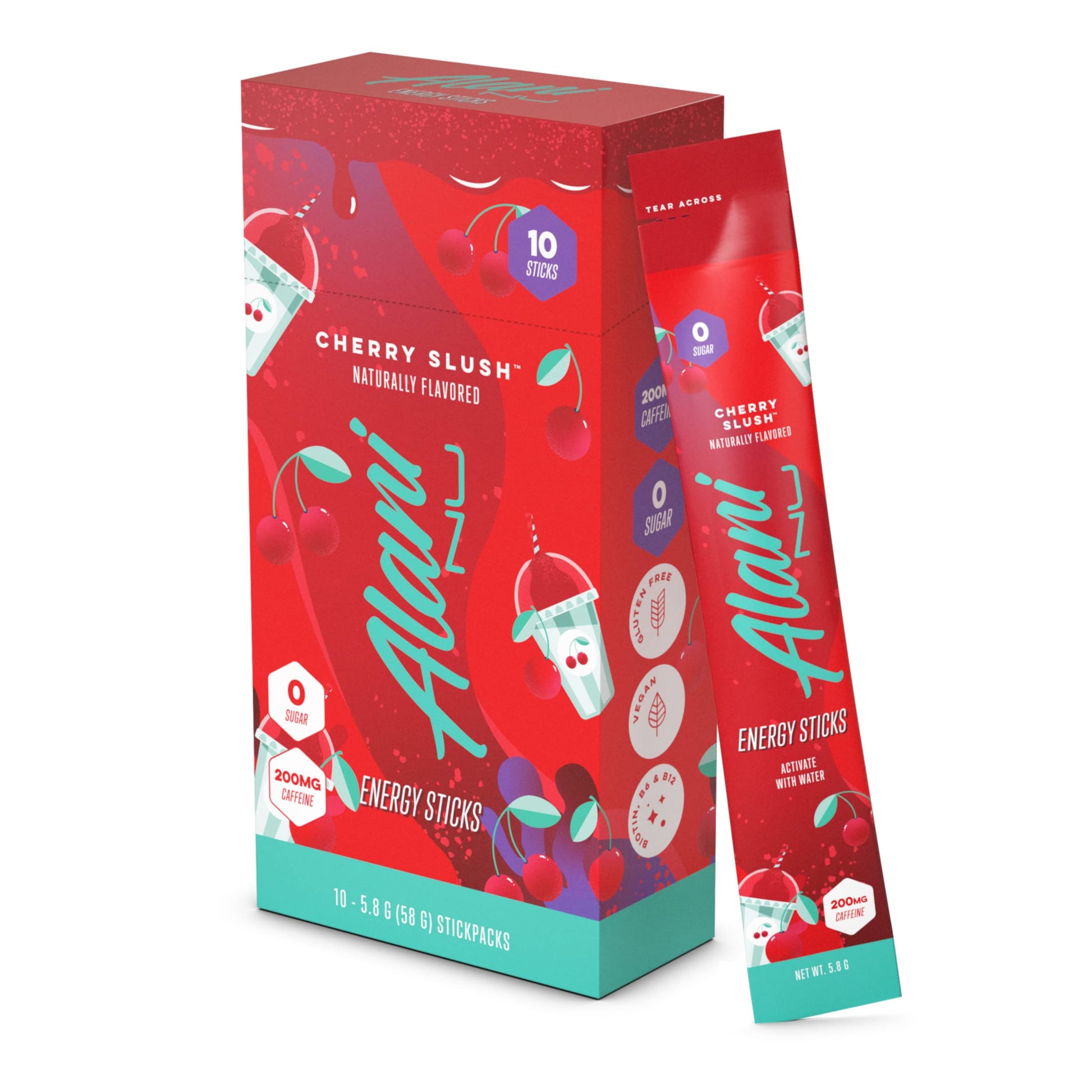 Alani Nu Cherry Slush Energy Sticks | Energy Drink Powder | 200mg Caffeine | Pre Workout Performance with Antioxidants | On-The-Go Drink Mix | Biotin, B Vitamins | Zero Sugar | 5 Calories | 10 Pack-UPStoxs