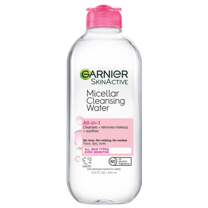 Garnier Micellar Water, Hydrating Facial Cleanser & Makeup Remover, Suitable for Sensitive Skin, Vegan, Cruelty Free, 13.5 Fl Oz (400mL), 1 Count-UPStoxs