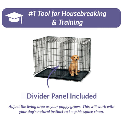 MidWest Homes for Pets Newly Enhanced Single Door iCrate Dog Crate, Includes Leak-Proof Pan, Floor Protecting Feet , Divider Panel & New Patented Features, Black-UPStoxs