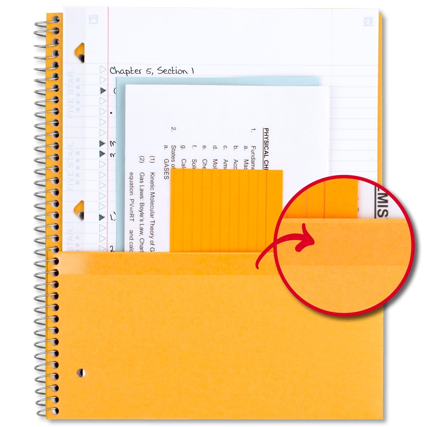 Five Star Spiral Notebook + Study App, 3 Subject, College Ruled Paper, Fights Ink Bleed, Water Resistant Cover, 8-1/2" x 11", 150 Sheets, White (72464)-UPStoxs
