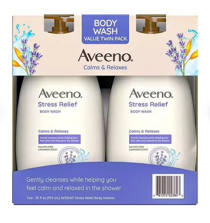 Aveeno Stress Relief Body Wash with Lavender & Chamomile, 33 fl. oz., 2 pk.